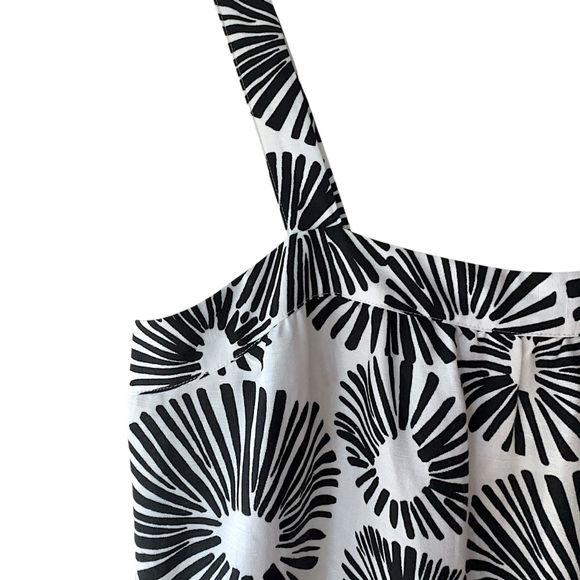 LOFT NWOT LINEN BLEND BLACK & WHITE FIREWORKS MIDI DRESS TIERED | LARGE PETITE - Picture 5 of 12